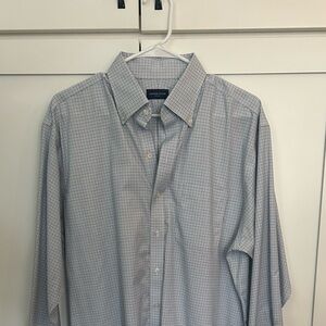 Proper Cloth Men's White and Blue Grid Dress Shirt